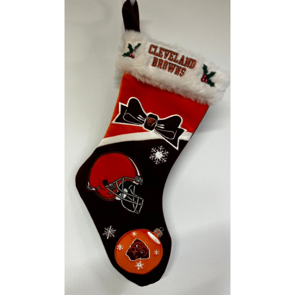 FOCO Cleveland Browns NFL Christmas Stocking Embroidered Dawg Pound Helmet 20"